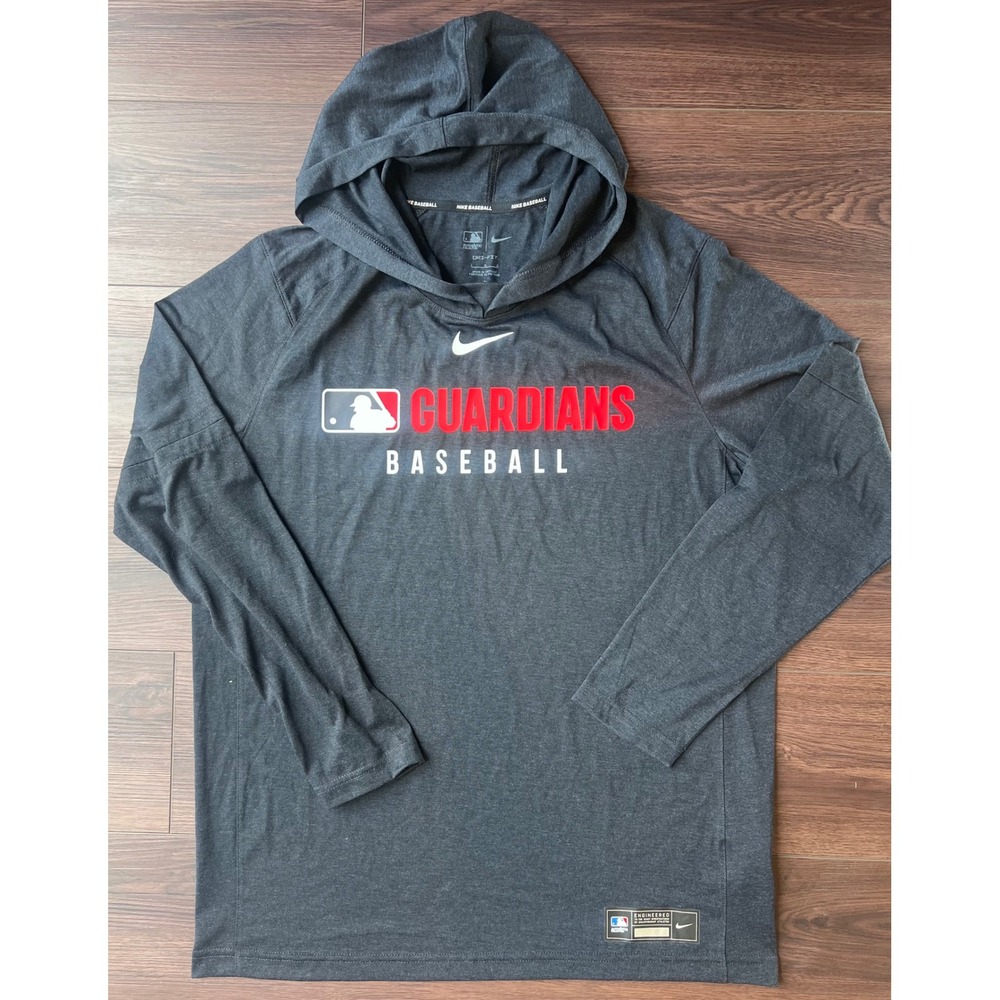Nike Cleveland Guardians MLB Authentic Collection Dri-FIT Hoodie Mens Large Grey